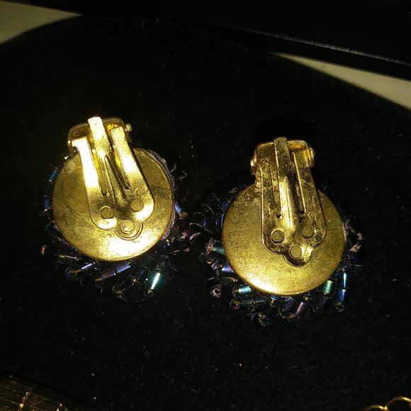 Vintage Iridescent Blue/Purple Beaded Necklace Set - Picture 4 of 6